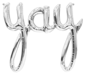33" Yay Script Balloon - Silver - Northstar Balloons