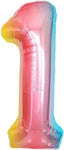 34" Balloon Numbers - Pastel Rainbow - Party America