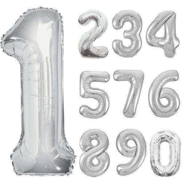34" Balloon Numbers - Silver - Party America