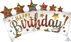 34" Happy Birthday Glitter Banner - Anagram