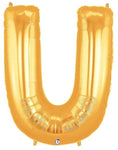 34" Megaloon Letter U - Gold - Betallic
