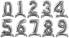 34" Standing Number Balloon - Silver - Winner Party