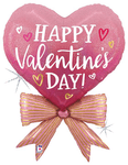 34" Valentine Pink Bow Heart - Betallic