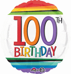 Rainbow Birthday 100 17" Balloon