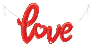 Love Script Red 47" Balloon