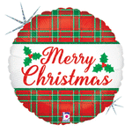 Christmas Plaid Holographic 18" Balloon