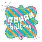 Birthday Banner & Stripes 18" Balloon