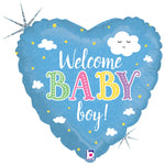 Welcome Baby Boy Holographic 18" Balloon