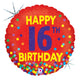 16th Birthday Confetti Holographic 18" Balloon