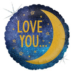 Love You ... To The Moon And Back 18" Glitter Holographic Balloon