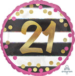 Pink & Gold Milestone 21 Holographic 18" Balloon