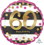 Pink & Gold Milestone 60 Holographic 18" Balloon