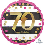 Pink & Gold Milestone 70 Holographic 18" Balloon