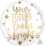 Future Looks Bright White/Gold 17" Balloon