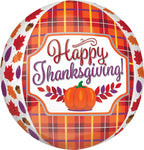 Plaid Thanksgiving Orbz 16" Balloon