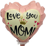 4" Love You Mom Pink Crown Heart (100ct)  - Party America
