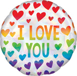 Iridescent Rainbow Hearts 18" Balloon