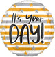 It's Your Day Gold and Silver Stripes 17" Balloon