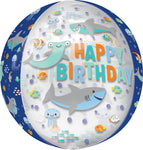 Happy Birthday Sharks Orbz 16" Balloon