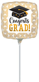 Congrats Grad Ribbed Lines 9" Air-fill Balloon (requires heat sealing)