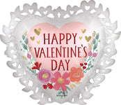 Happy Valentine's Day Satin Romantic Flowers 23" Balloon