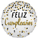 Black Silver Gold Feliz Cumpleanos 17" Balloon