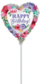 Satin Happy Birthday Florals 9" Air-fill Balloon (requires heat sealing)