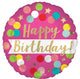 Satin Happy Birthday Pink Confetti 18" Balloon