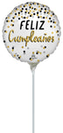 Black Silver Gold Feliz Cumpleanos 4" Air-fill Balloon (requires heat sealing)