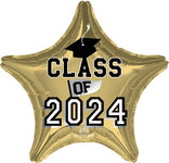 Class of 2024 White Gold Star 18″ Balloon