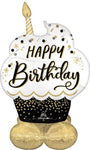 52" AirLoonz™ - Black Silver Gold Birthday Wishes - Anagram