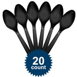 Plastic Spoons - Black (20ct) - Amscan