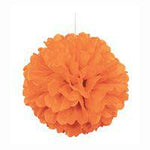 16" Orange Solid Hanging Tissue Pom Pom, 1 Count - Unique
