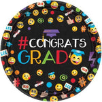 7" Paper Plates - Congrats Grad Emoji Graduation (60ct) - Amscan