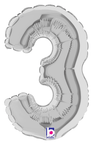 7" Megaloon Jr. Number 3 - Silver (5ct) - Betallic
