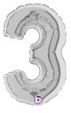 7" Megaloon Jr. Number 3 - Silver (5ct) - Betallic