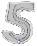 7" Megaloon Jr. Number 5 - Silver (5ct) - Betallic