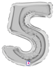 7" Megaloon Jr. Number 5 - Silver (5ct) - Betallic
