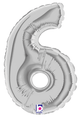 7" Megaloon Jr. Number 6 - Silver (5ct) - Betallic
