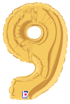 7" Megaloon Jr. Number 9 - Gold (5ct) - Betallic