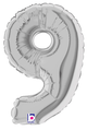 7" Megaloon Jr. Number 9 - Silver (5ct) - Betallic