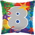 8 – Streamers Design Square Number – Foil Balloon 18″ Foil Balloon by Convergram from Instaballoons