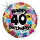 40th Party Birthday - Holographic 18" Balloon