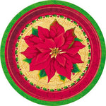 9" Paper Plates - Classic Poinsettia (8ct) - Unique