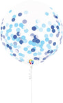 Blue Confetti with ribbon 17″ Latex Balloons (3 count)