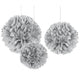 Fluffy Decoration - Silver (3 count)