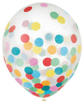 Amscan Latex 12" Clear Latex Balloons with Multicolor Confetti (6)