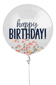 Amscan Latex Happy Birthday 24″ Clear Jumbo Latex Balloon & Multi-Color Confetti
