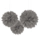 Silver Fluffy Tissue Decorations (3 piece set)