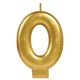 Number 0 Metallic Gold Candle